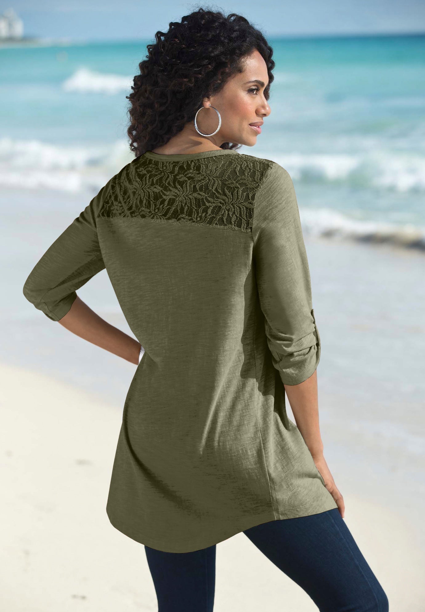 Textured Lace Trimmed Tunic image number 0