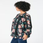 Lace-Trim Blouson-Sleeve Top image number null