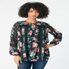 Lace-Trim Blouson-Sleeve Top image number null