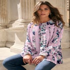 Lace-Trim Blouson-Sleeve Top image number null