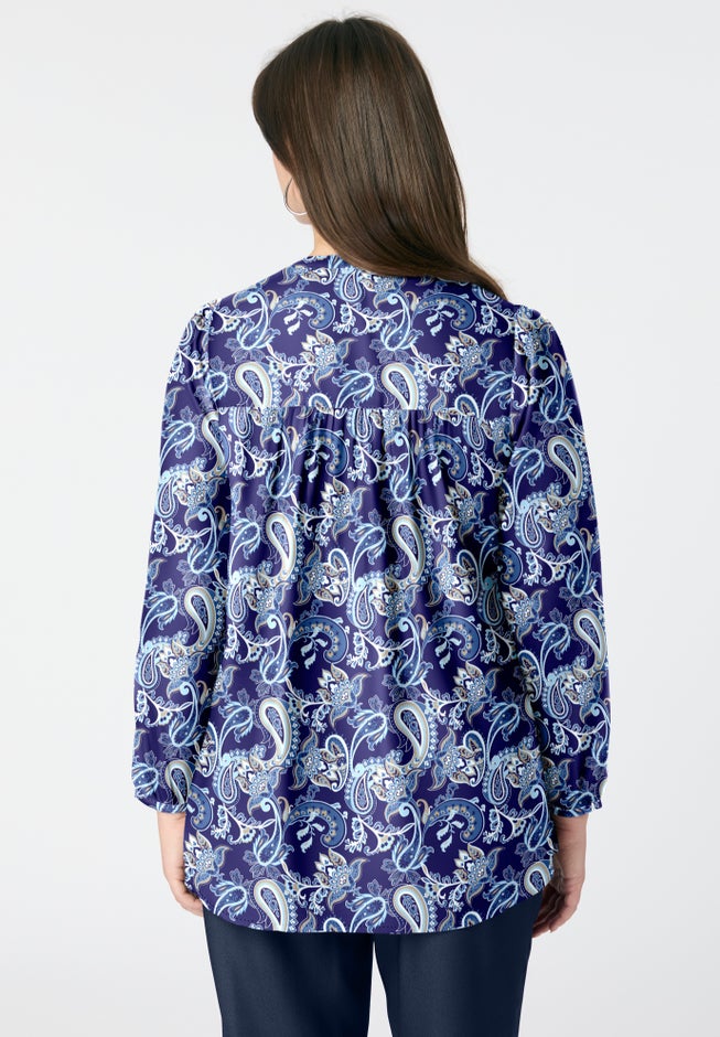 Buttoned V-Neck Blouse image number 1