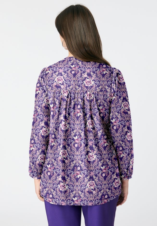 Buttoned V-Neck Blouse image number 1