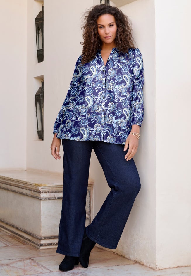 Buttoned V-Neck Blouse image number 0