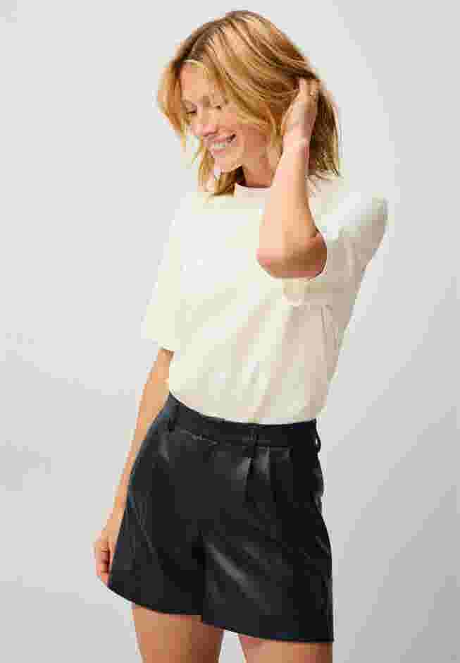 Pleat Front Faux Leather Short image number 0