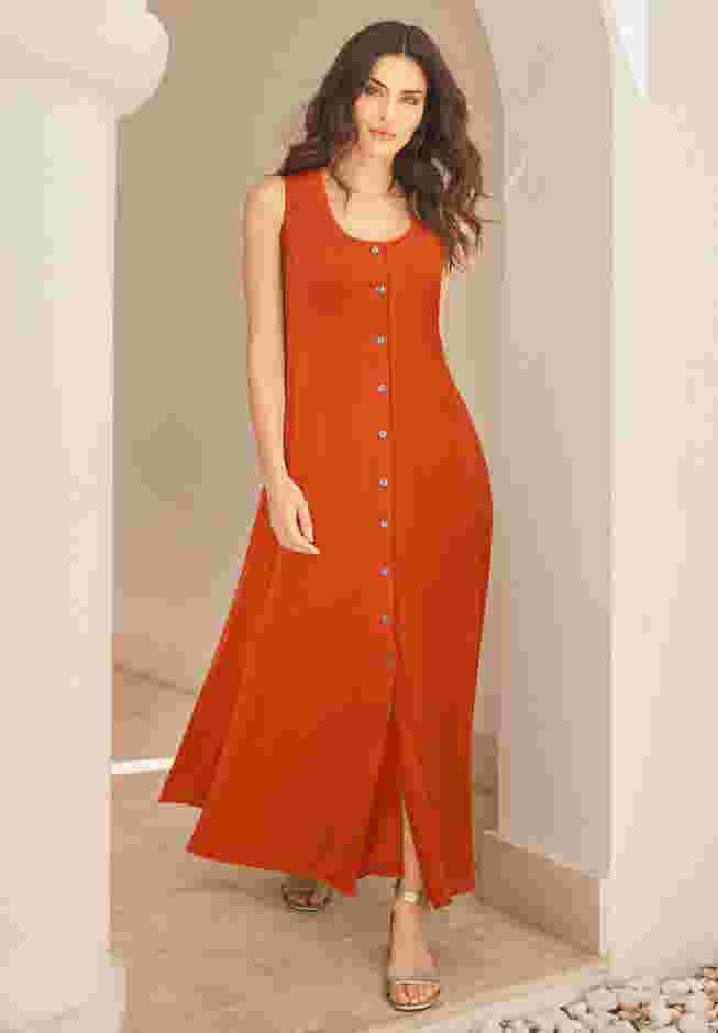 Button Front Crinkle Dress image number 0
