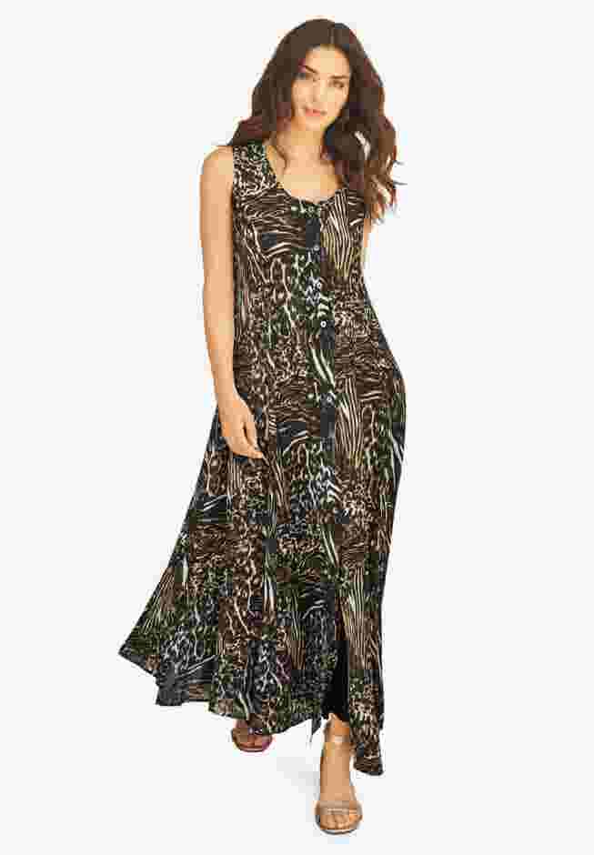 Button Front Crinkle Dress image number 0