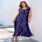 Plus Size Sleveless Hand-Crinkled Button-Front A-Line Maxi – Curvy Breezy Dress image number null