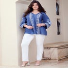 Tasseled Long-Sleeve Blouson Top image number null