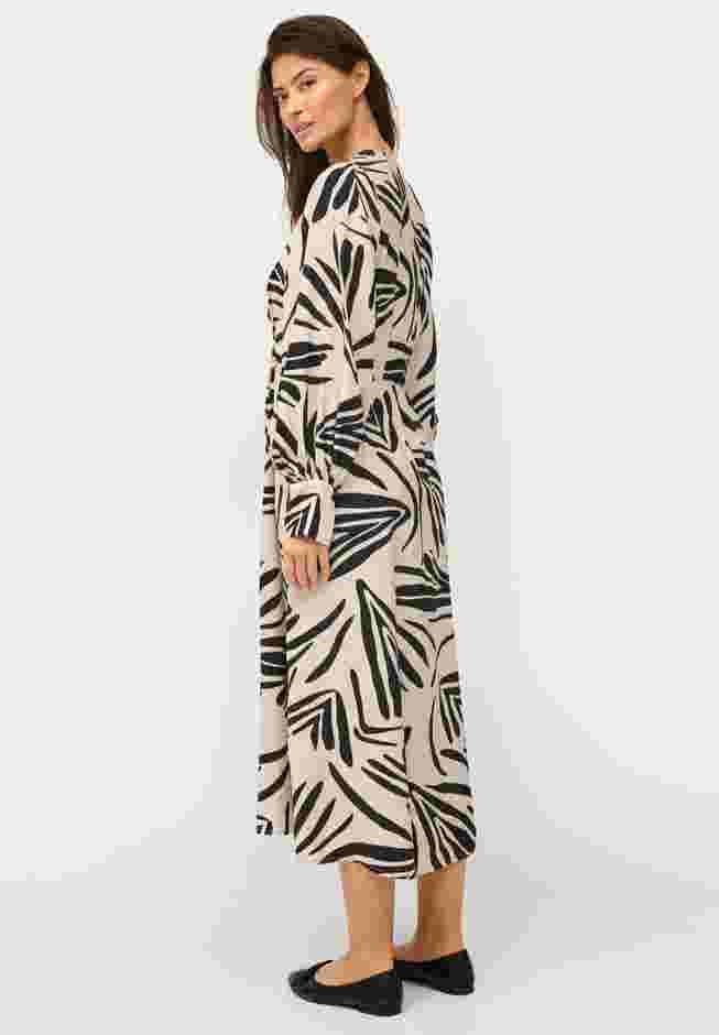 Long Sleeve Surplice Dress with Side Slit image number 1