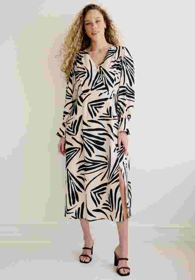 Long Sleeve Surplice Dress with Side Slit image number 0