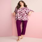 Notch-Neck Flutter-Sleeve Blouse image number null