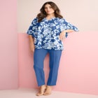 Notch-Neck Flutter-Sleeve Blouse image number null