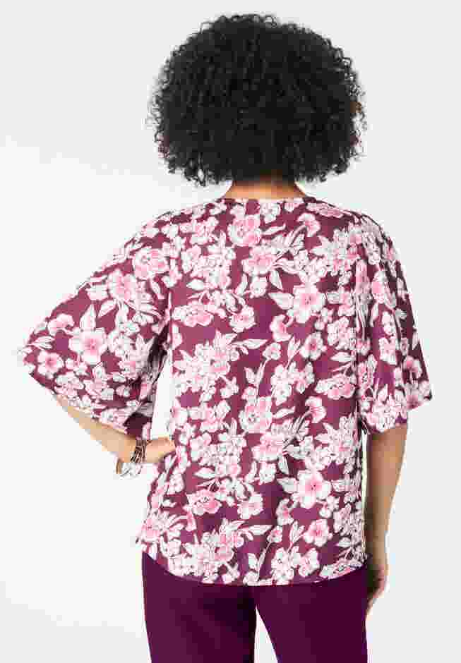 Notch-Neck Flutter-Sleeve Blouse image number 2