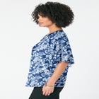 Notch-Neck Flutter-Sleeve Blouse image number null