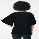 Notch-Neck Flutter-Sleeve Blouse image number null