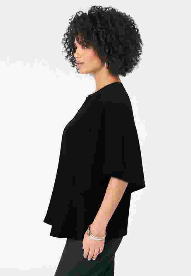 Notch-Neck Flutter-Sleeve Blouse image number 2