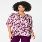 Notch-Neck Flutter-Sleeve Blouse image number null