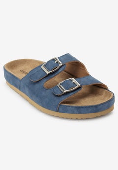 The Maxi Leather-Like Adjustable Slip On Footbed Sandal