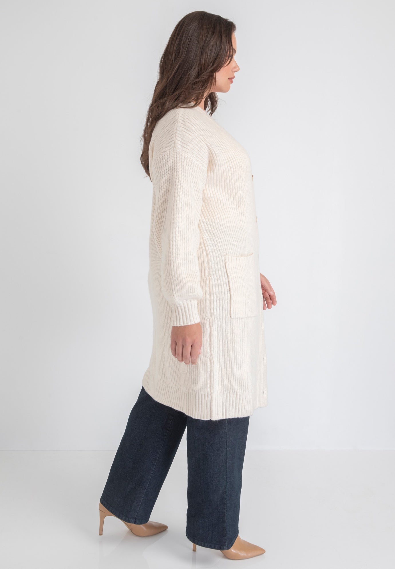 Midi-Length Button-Down Cardigan image number 2