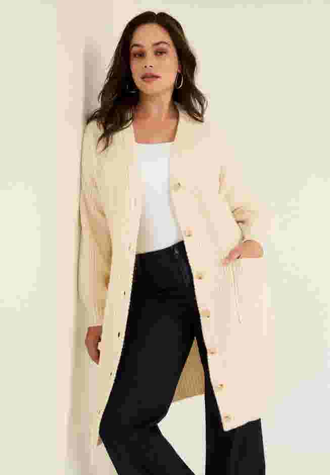 Midi-Length Button-Down Cardigan image number 0