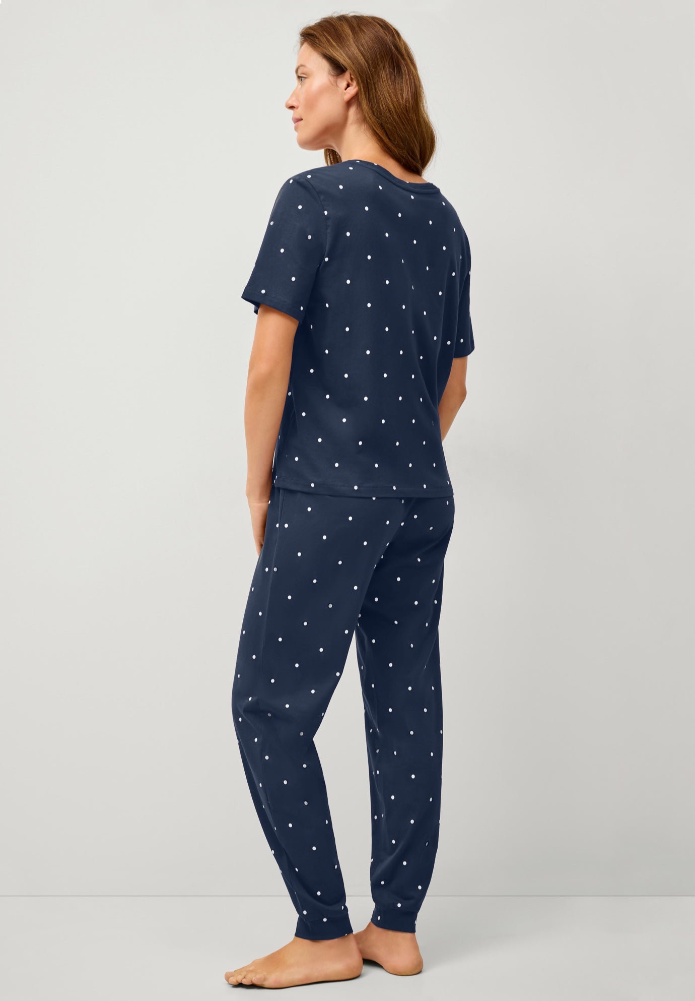 Cotton Spandex Vneck Short Sleeve Tee And Pull On Shorts Sleep Set image number 1