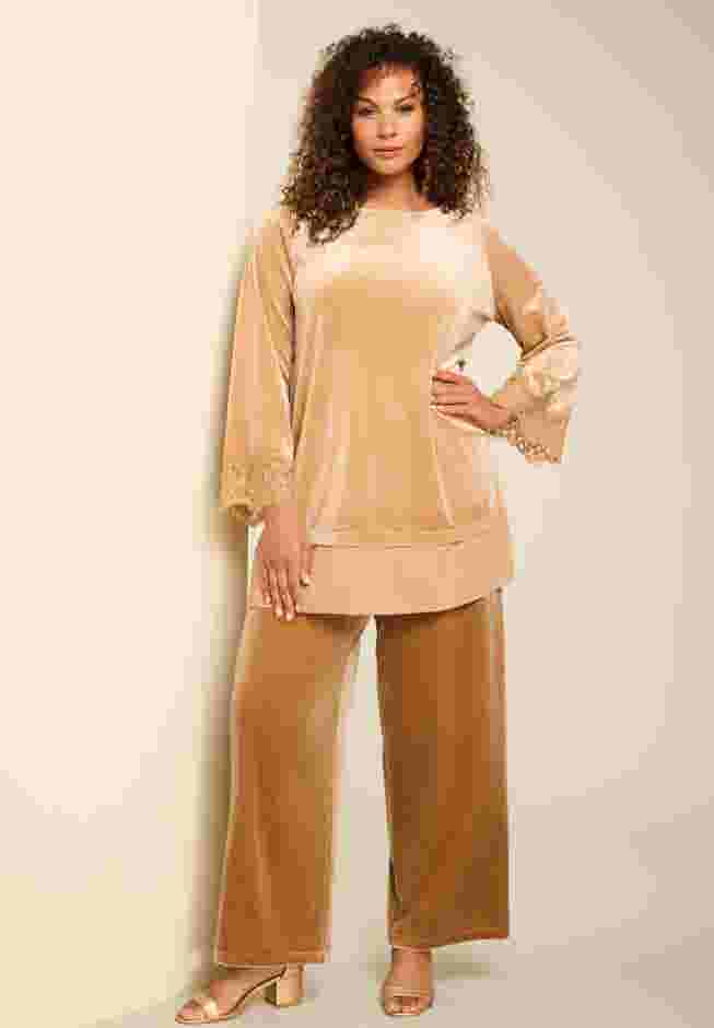 Lace-Trim Velour Tunic image number 1