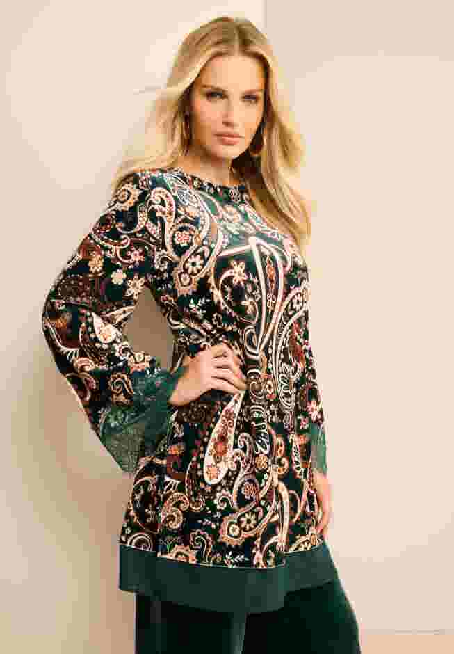 Lace-Trim Velour Tunic image number 0