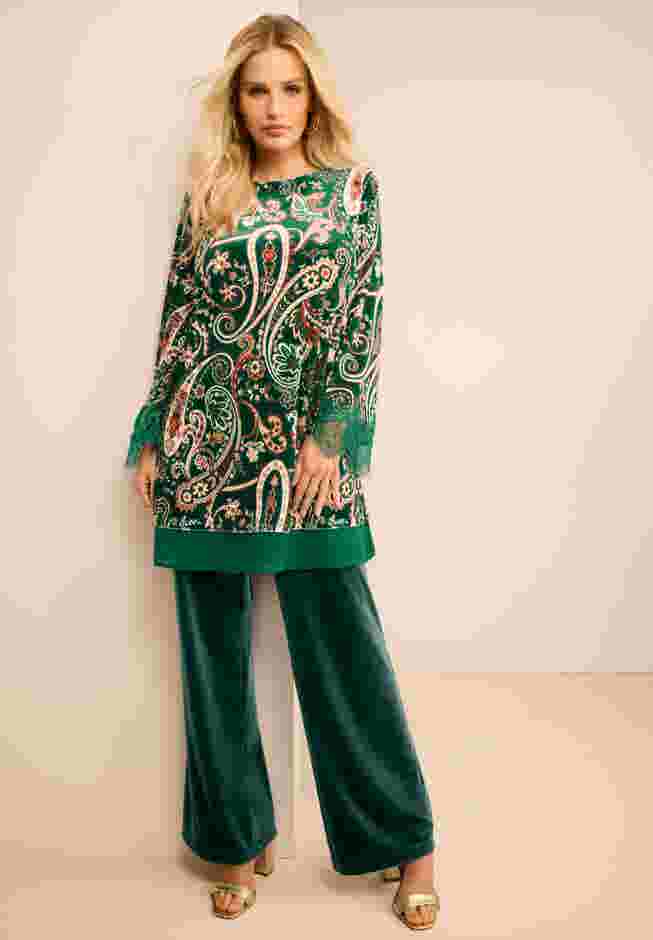 Lace-Trim Velour Tunic image number 4