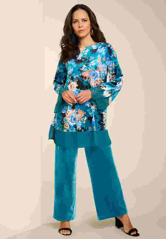 Lace-Trim Velour Tunic image number 3