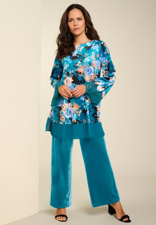 Lace-Trim Velour Tunic image number null