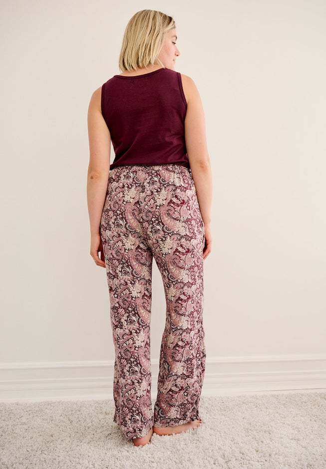 Wide-Leg Sleep Pant with Tassel Drawstring image number null