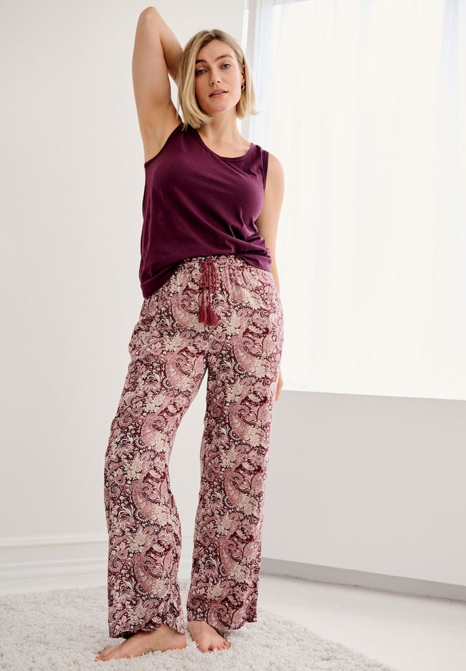 Wide-Leg Sleep Pant with Tassel Drawstring image number null