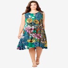 Hand-Crinkled A-Line Dress with Tassel Ties image number null