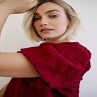 Short Puff Sleeve Lace Tee image number null