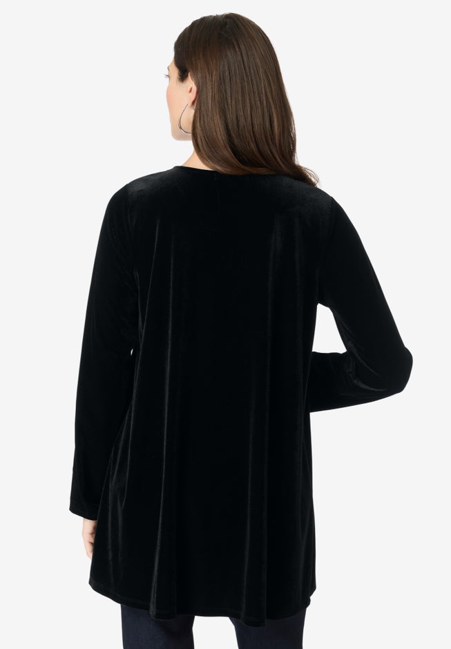 Embroidered Velour Blouse image number null