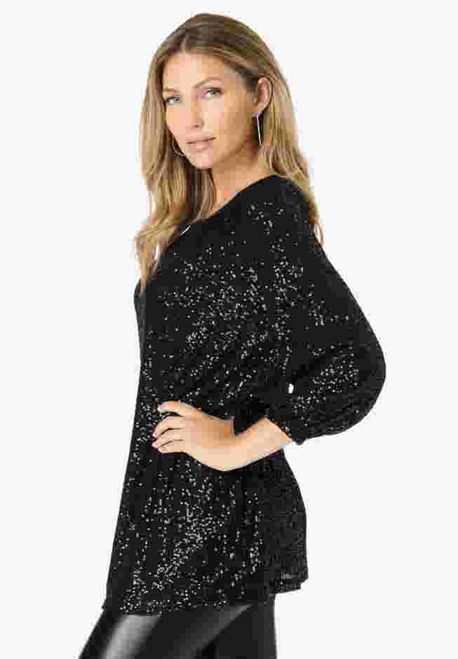 Sequin Keyhole Blouse image number 2