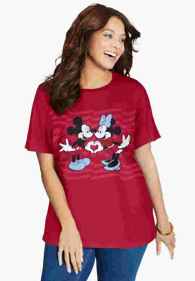Disney Red Mickey Minnie Crewneck Tee image number 0