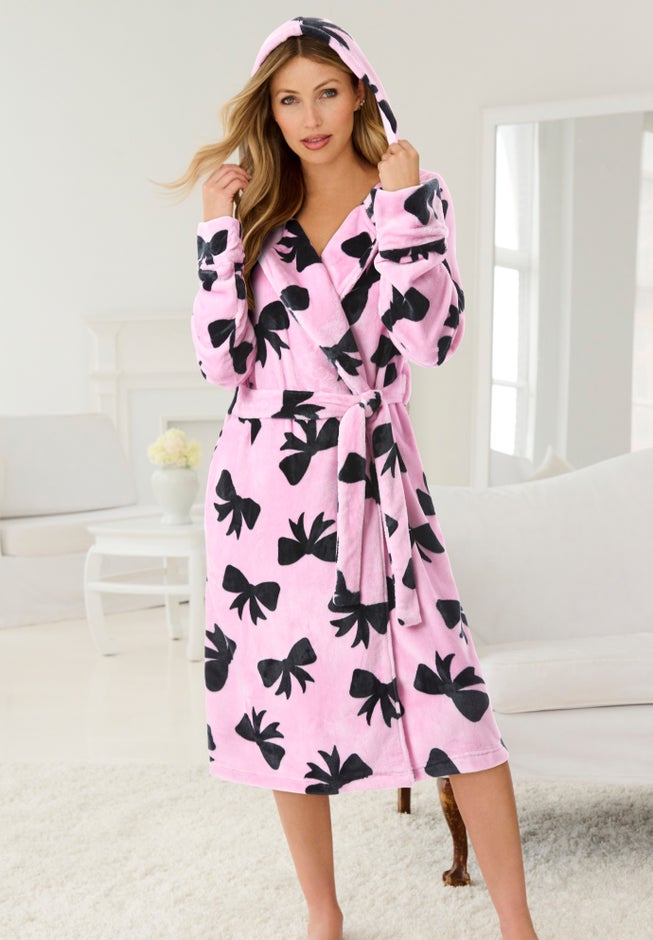 Dreams & Co® Plush Hooded Wrap Robe image number 4