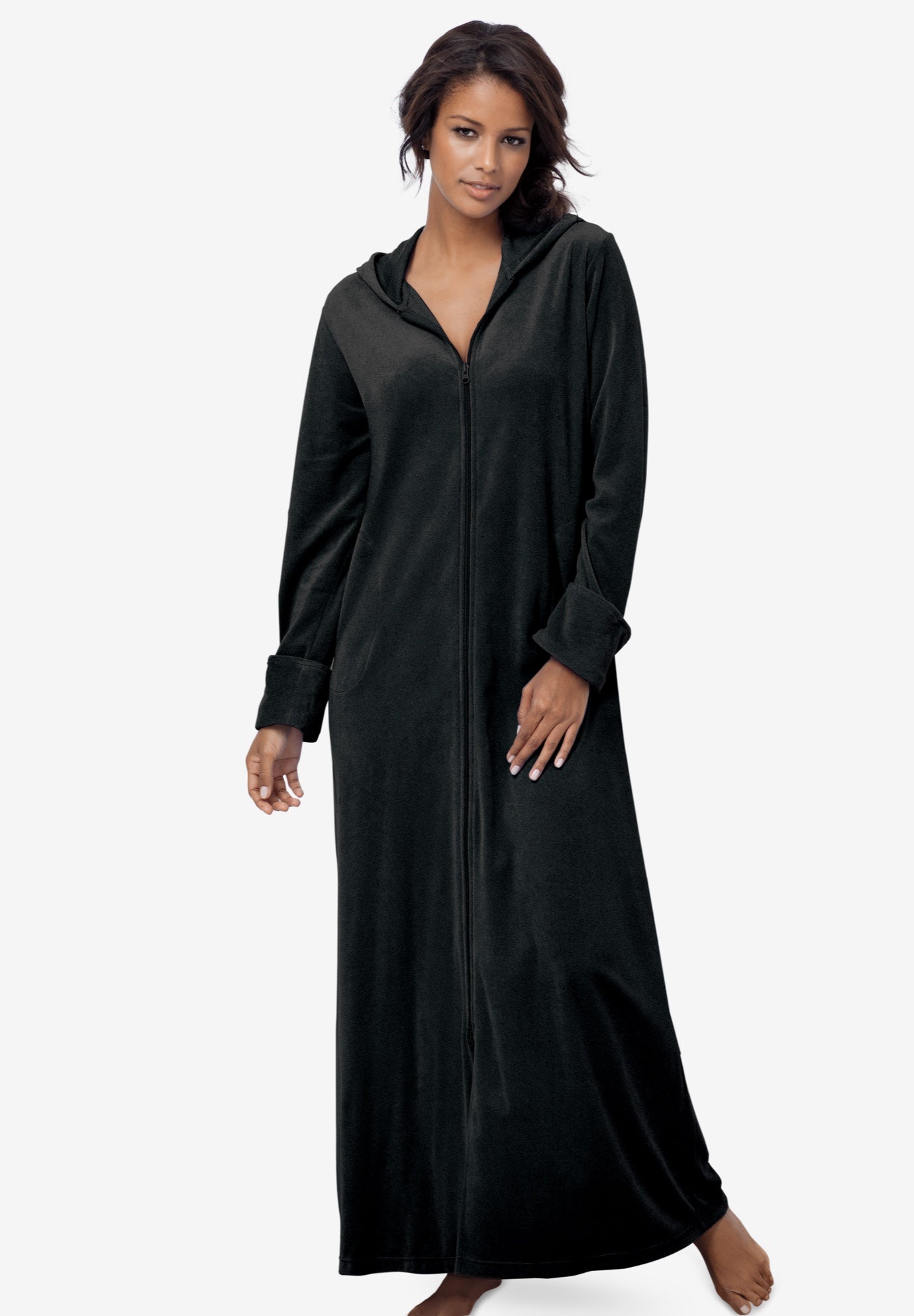 Dreams & Co® Hooded Velour Robe image number 0