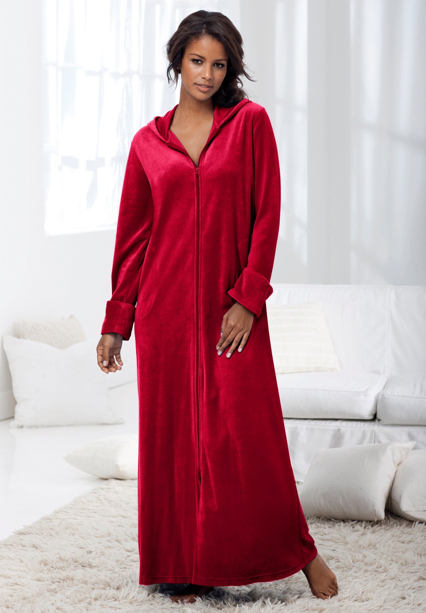 Dreams & Co® Hooded Velour Robe image number 3