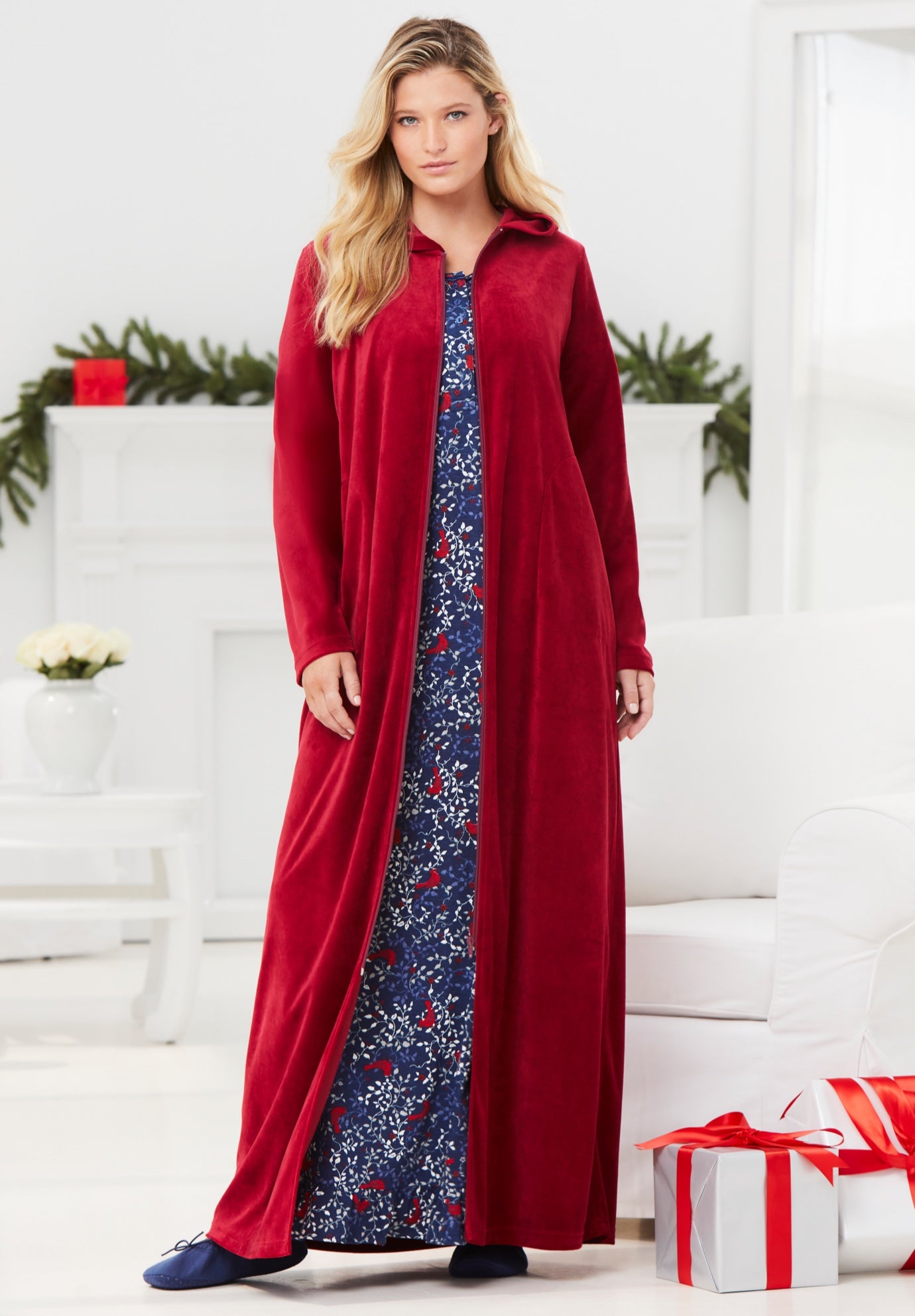 Long Floral Print Cotton Gown image number 6