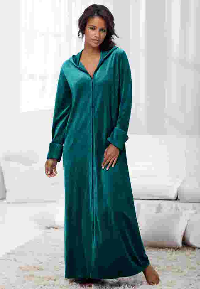 Dreams & Co® Hooded Velour Robe image number 0