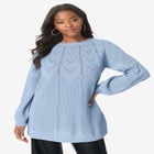 Pointelle Yoke Crewneck Sweater image number null