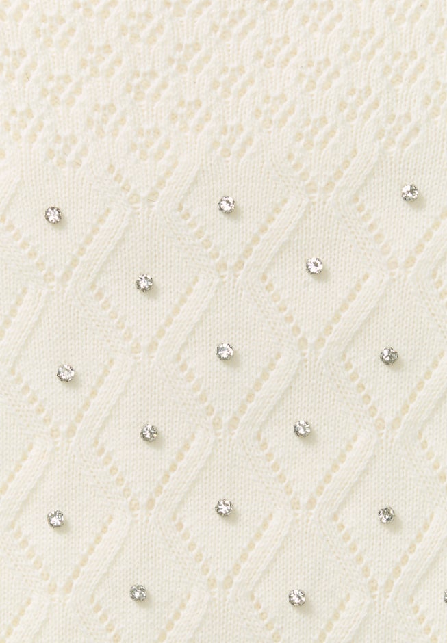 Rhinestone Pointelle Knit Sweater image number 3