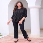 Rhinestone Pointelle Knit Sweater image number null