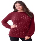 Rhinestone Pointelle Knit Sweater image number null