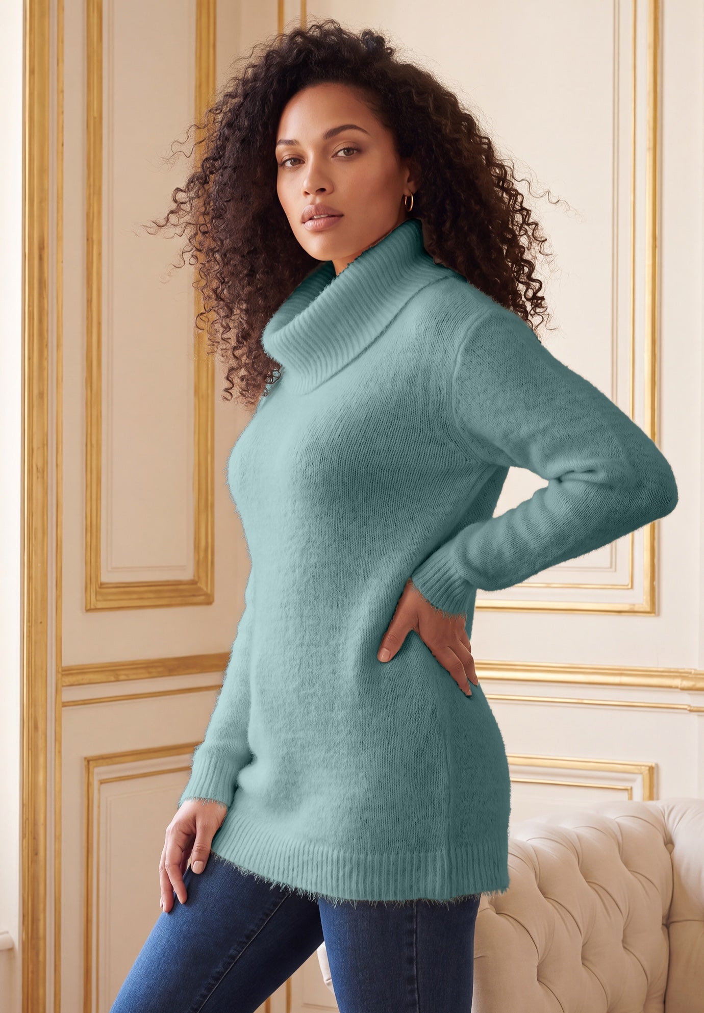 Eyelash Cowl Neck Sweater image number 2