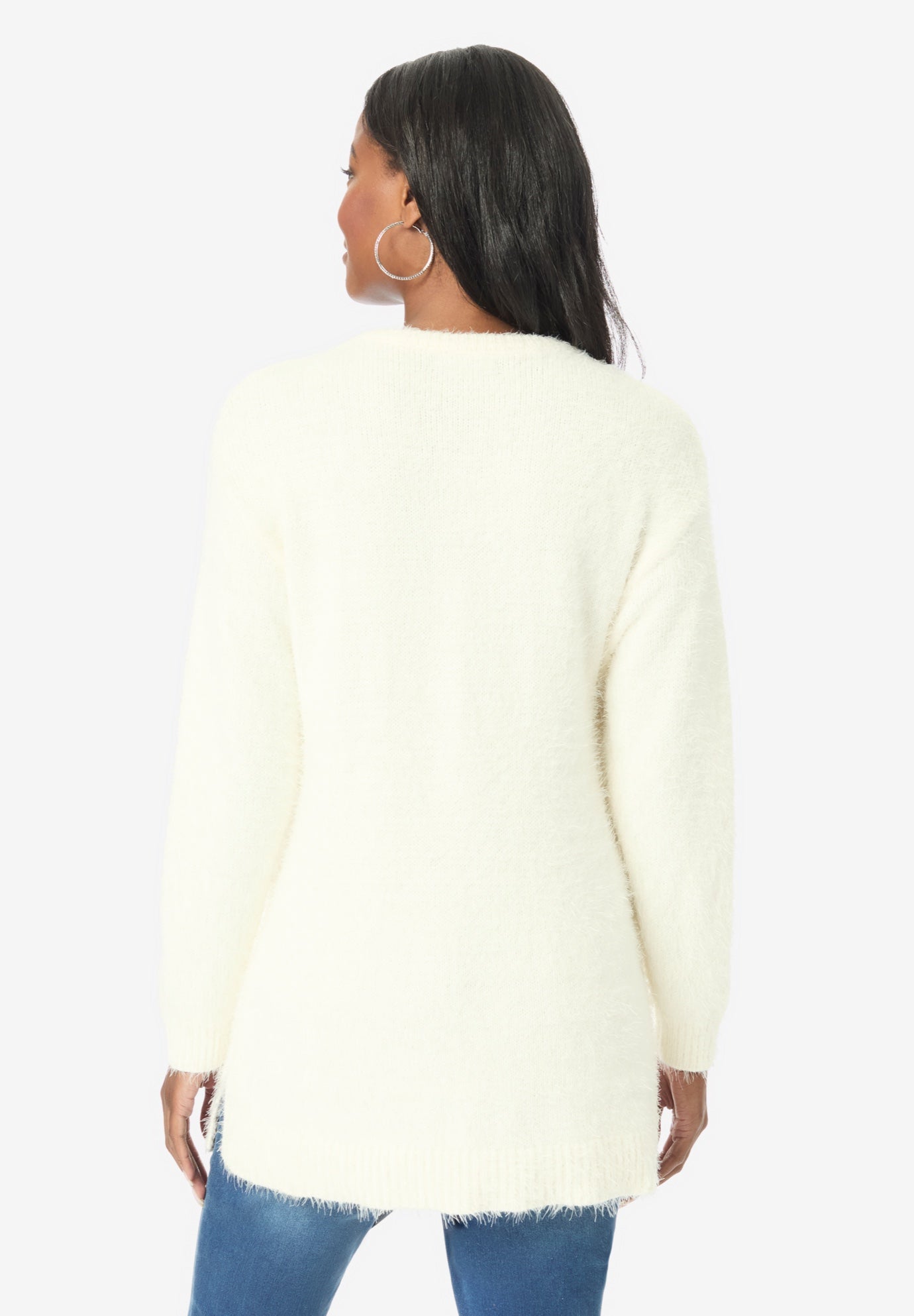 Eyelash V Neck Sweater image number 1