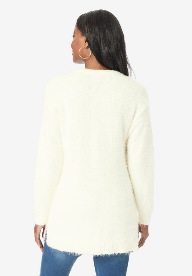 Eyelash V Neck Sweater image number 1