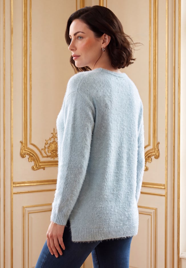 Eyelash V Neck Sweater image number 1